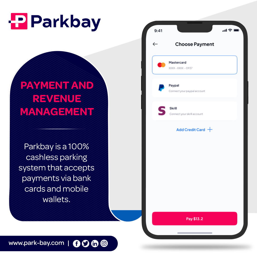 Payment and Revenue Management
Parkbay is a 100% cashless parking system that accepts payments via bank cards and mobile wallets.

#parkbay #parking #SmartParking #IntelligentParking #ParkingSolutions #ParkBayTechnology