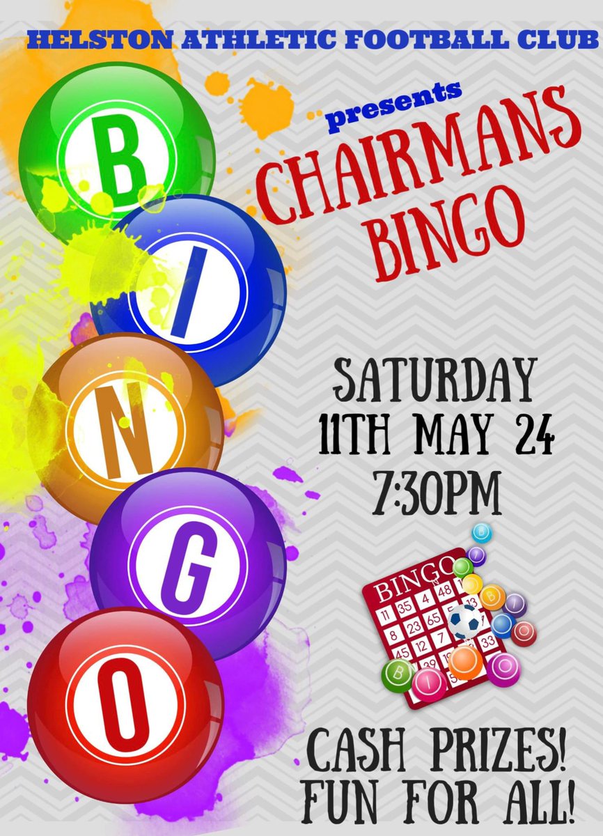 CHAIRMANS BINGO with a twist.... We are planning a little something different to end the months bingo session, BE SURE NOT TO MISS