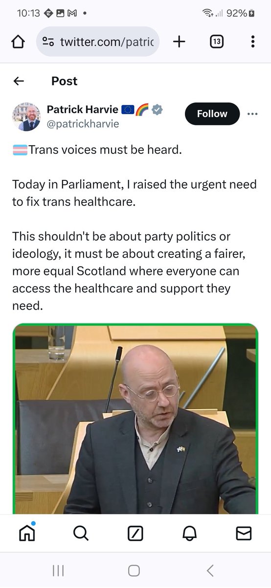 Yes, Mr Harvie, the healthcare and support they *need*. Not unevidenced, dangerous experiments, you and lobby groups gaslight them into thinking they need. You are not a clinician. Have the courtesy to listen to experts.
