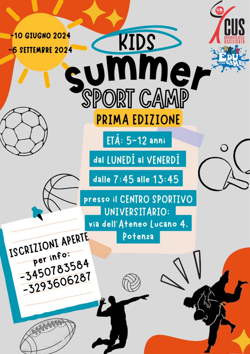 🎾⚽️KIDS SUMMER SPORT CAMP - Prima edizione🏓🏀 #scopriunibas 🌍 La tua Università 🎓 #Unibas🚀