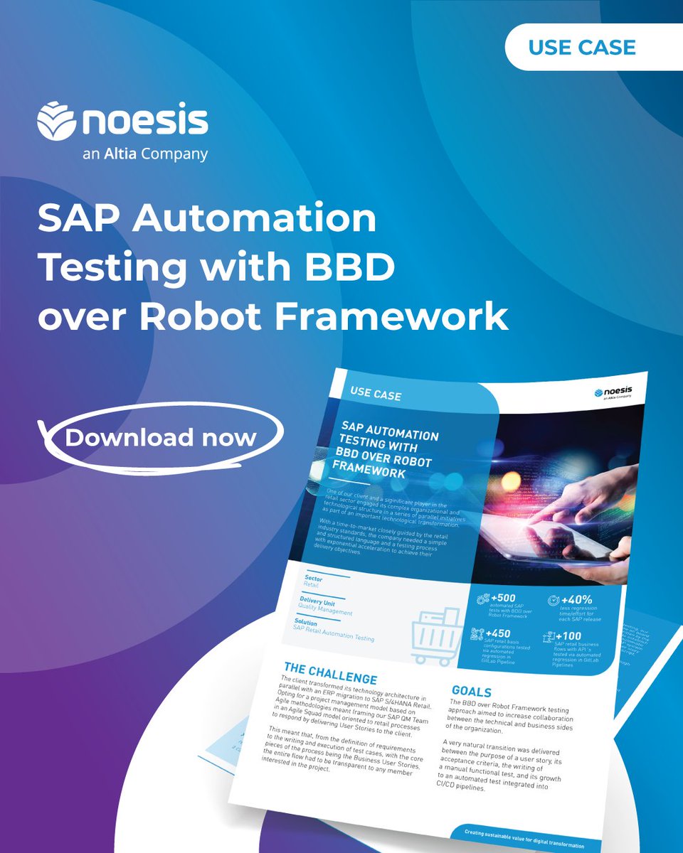 🔍 Dive into the future: SAP Automation Test with BBD on Robot Framework! Find out this success story, where industry leaders invest in innovation and efficiency: bit.ly/3Ur03pG