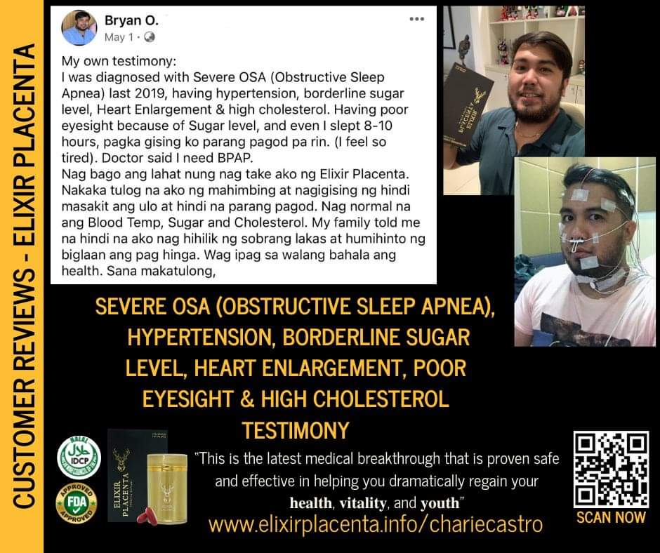 ElixirPlacenta's tweet image. ❗REAL PEOPLE ❗ REAL RESULTS ❗

HEALTH CONCERN: Severe OSA (Obstructive Sleep Apnea), Hypertension, borderline sugar level, Heart Enlargement, Poor Eyesight &amp;amp; High Cholesterol

FOR MORE DETAILS MESSAGE US NOW! 🥰

elixirplacenta.info/chariecastro

#thankYouLord #elixirplacenta