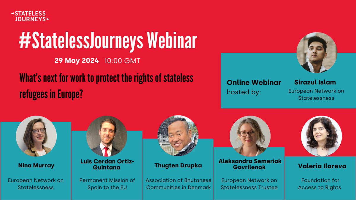 📢Have you registered for our #StatelessJourneys webinar, to hear ENS members / partners / changemakers reflect on What’s next for work to protect the rights of stateless refugees in Europe? 📅 Wednesday 29 May, 11:00 - 12:00 CET 🖊 Register here: buff.ly/3QrFcS1