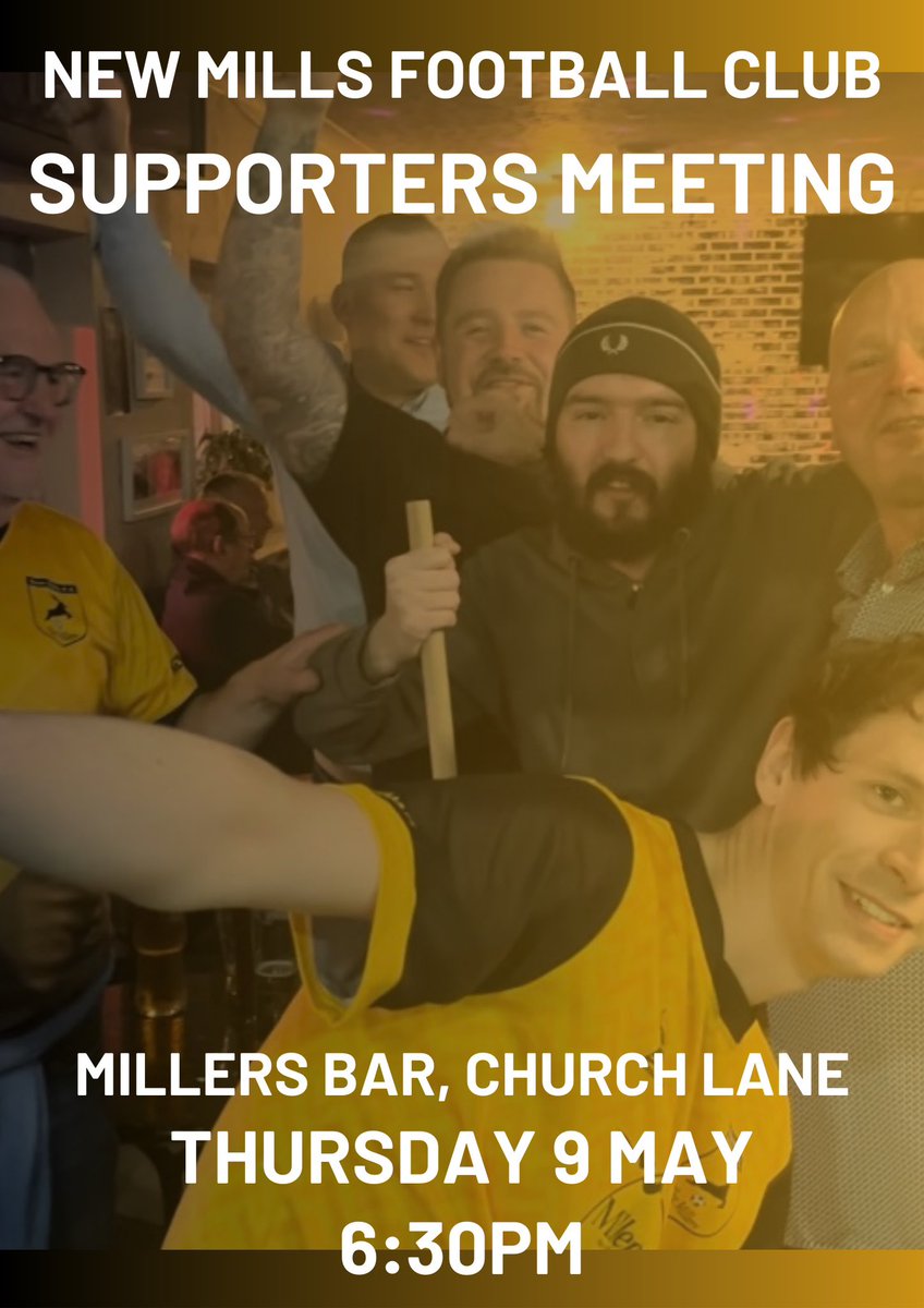 Supporters Meeting this evening at @BarMillers Come along and see how you can help the club 💛🖤💛🖤