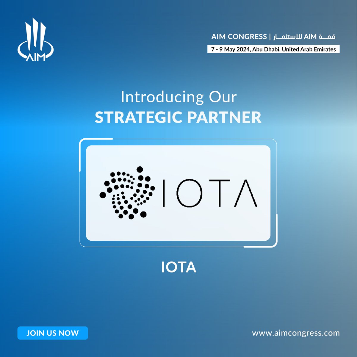 AIM Congress 2024 proudly introduces @iota as our Strategic Partner!

Discover how IOTA's groundbreaking technology is driving the future of smart cities and digital transactions.

#AIMCongress2024 #IOTATechnology #DigitalFuture #StrategicInnovation