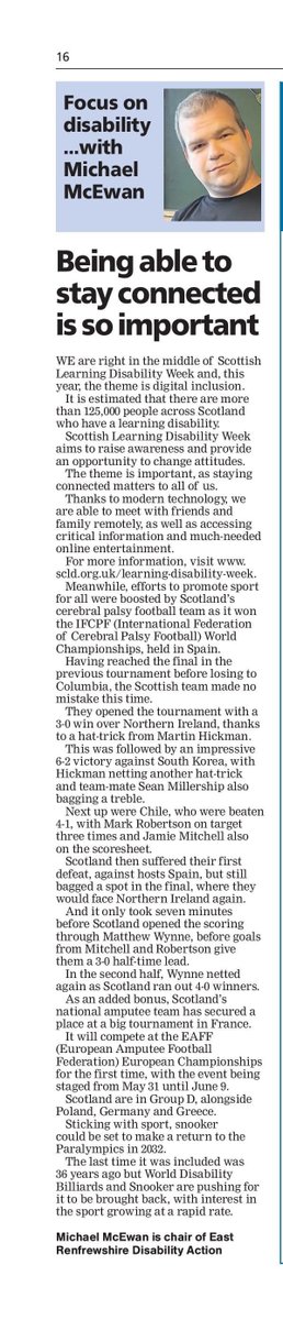 here is my latest column @barrheadnews about @CPfootball_SCO #ScotLDWeek24 #MyRight2Digital @CpScotland @SCLDNews @ScotLDO