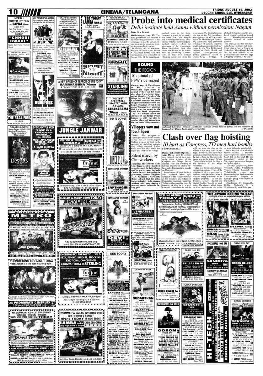 #22YearsForSantosham Hyderabad,Sandhya35 113 Days Run. Closing gross 94 lakhs. Replaced with #PruthviNarayana @iamnagarjuna @iamgracysingh @shriya1109 @PDdancing @Gopimohan @rppatnaik @directordasarad #Santosham