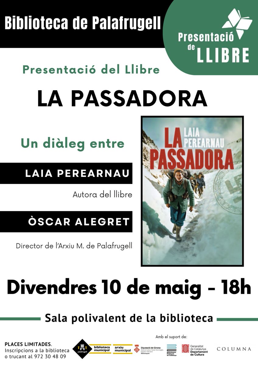 [AGENDA] 📣 Demá! 📆 Divendres 10 de maig a les 18 h 📍 @bibpalafrugell Presentació del llibre 'La passadora' de @lperearnau (@columnaedicions) amb el director de l' Arxiu Municipal de Palafrugell (AMP) l'Òscar Alegret @ajpalafrugell