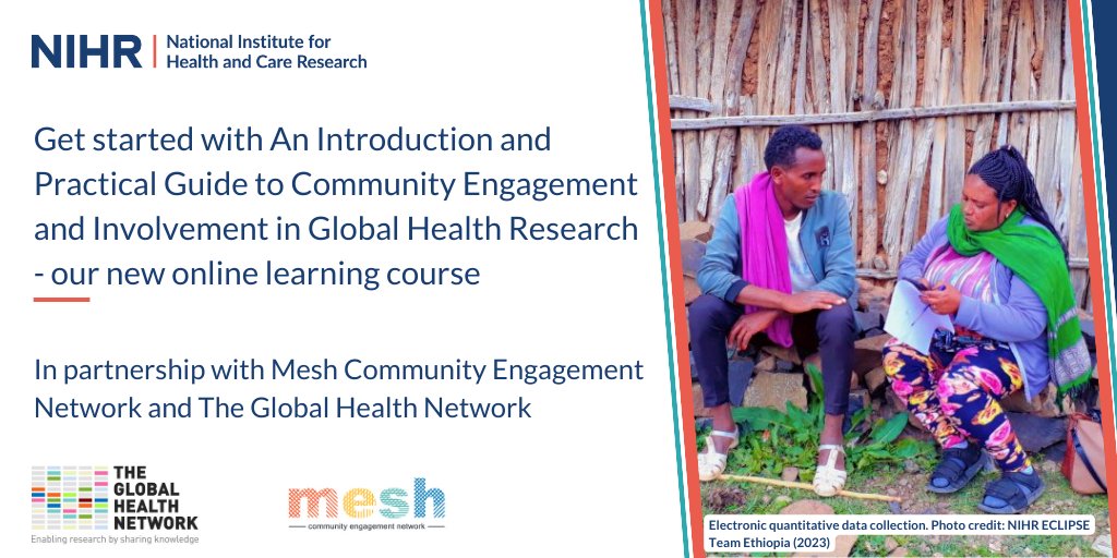 NIHR Global Health (@nihrglobal) on Twitter photo Would you like to be able to explain how community engagement and involvement (CEI) is understood and applied in health research?
Get started with our free online learning course, in collaboration with Mesh, <a href="/info_TGHN/">The Global Health Network</a>: globalhealthtrainingcentre.tghn.org/introduction-a…
#NIHRCEI Would you like to be able to explain how community engagement and involvement (CEI) is understood and applied in health research?
Get started with our free online learning course, in collaboration with Mesh, <a href="/info_TGHN/">The Global Health Network</a>: globalhealthtrainingcentre.tghn.org/introduction-a…
#NIHRCEI