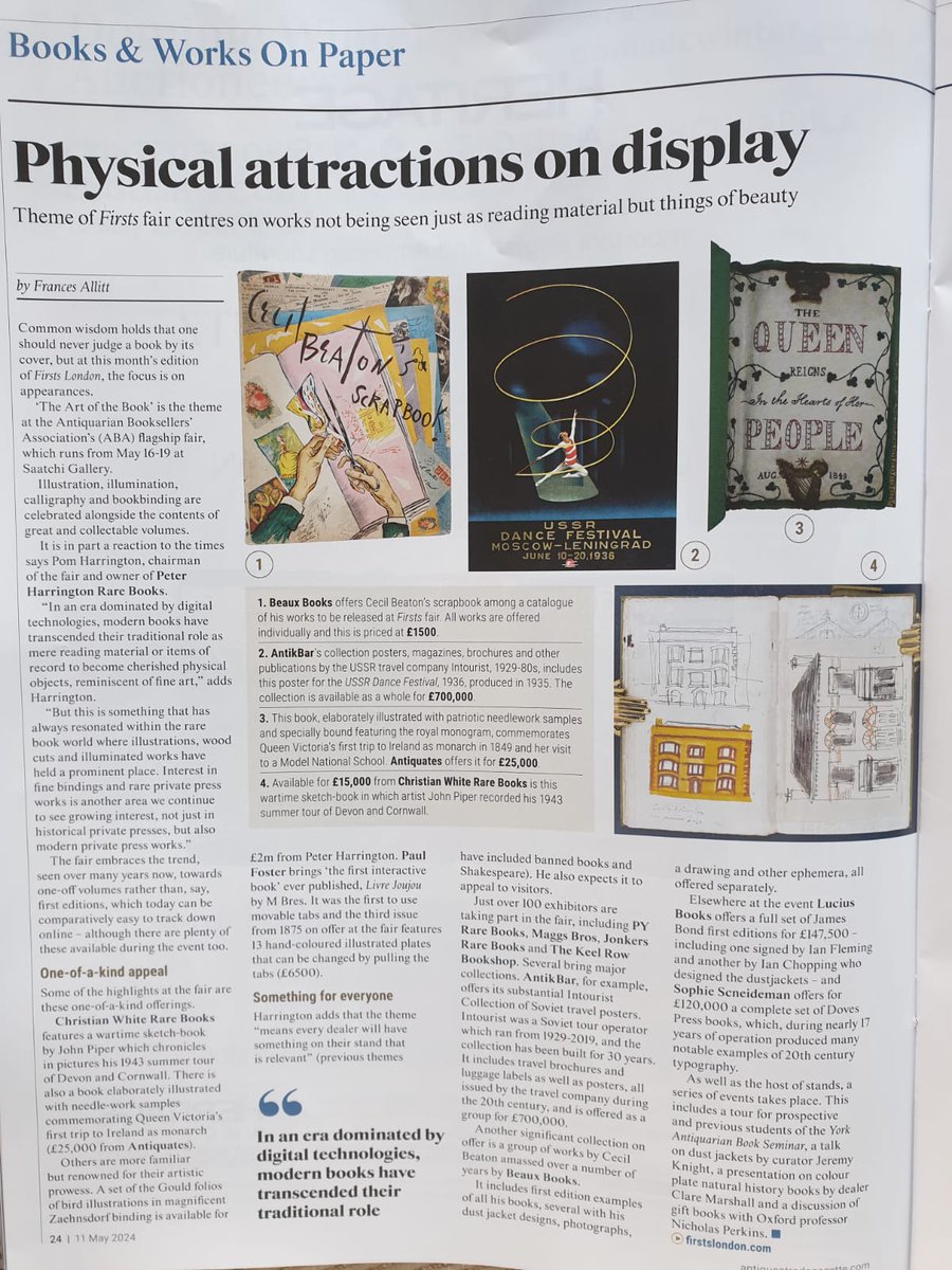 In the News: We're delighted to be featured in the @ATG_Editorial highlights ahead of #FirstsLondon offering a one-of-a-kind appeal and something for everyone... Read the article at antiquestradegazette.com/print-edition/… + visit our website for more info and tickets at antikbar.co.uk/news_and_event…