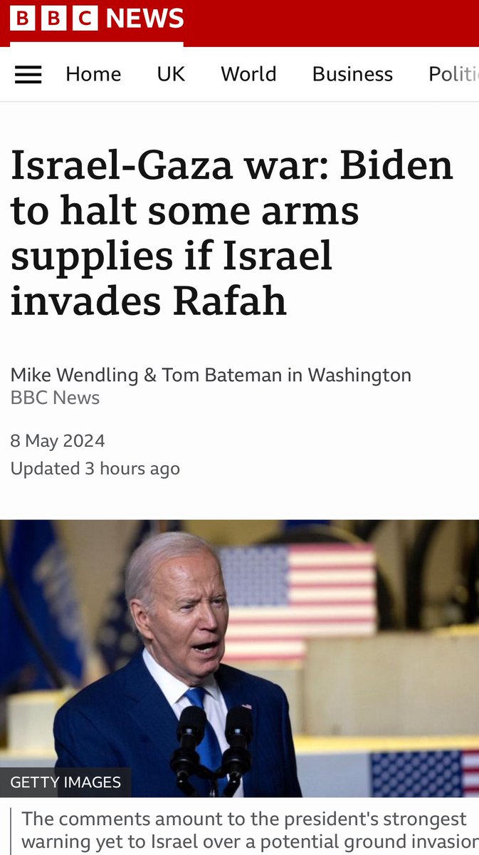 One of #Israel’s stated aims in invading #Rafa #Gaza is to rescue #hostages captured by #Hamas on #October7th. In other words, #IDF (#IOF) is going to rescue the captives by carpet bombing the buildings they’re being held in. Even genocide @JoeBiden is pausing for thought.