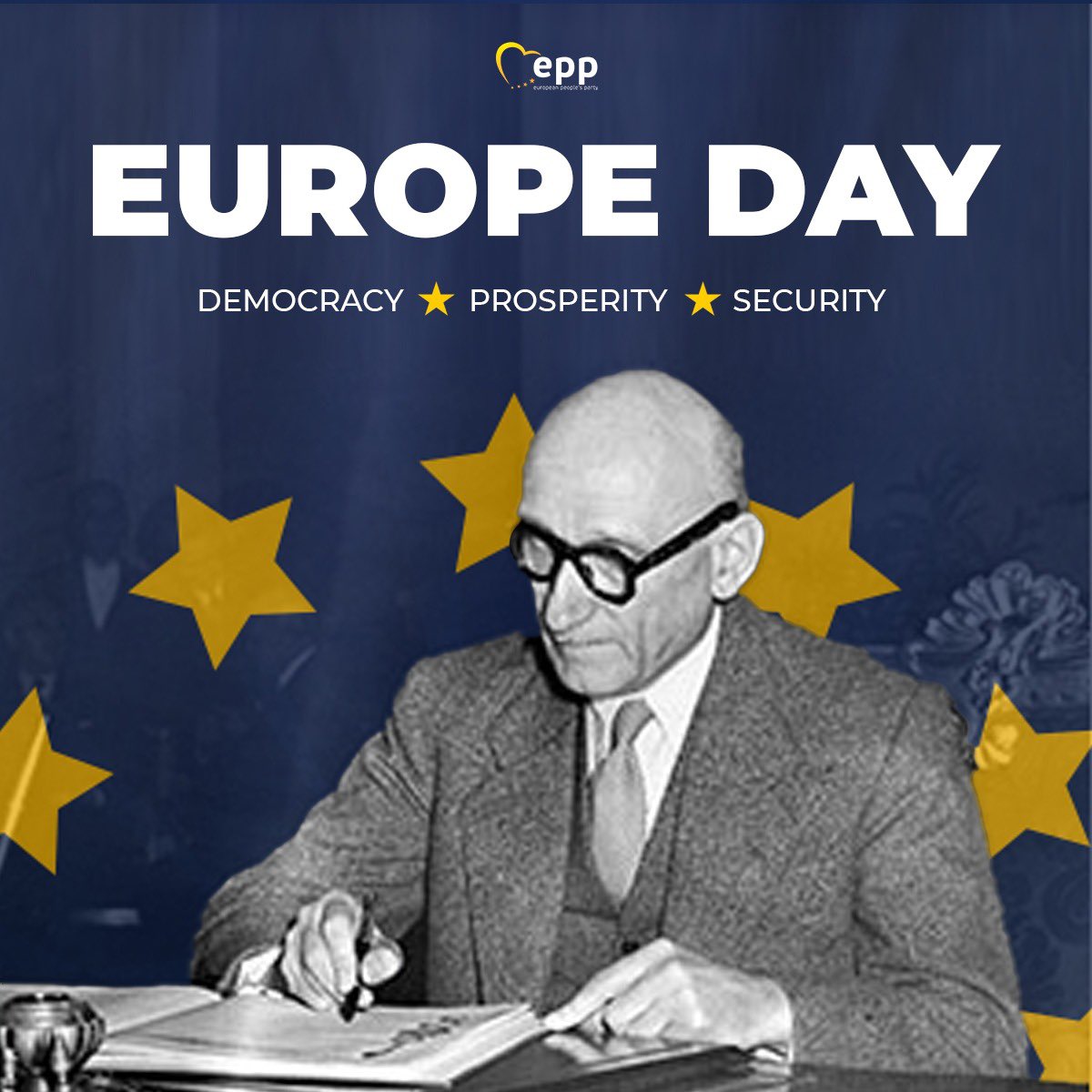 On #EuropeDay, we honour the vision of Robert Schuman, a great statesman who laid the foundations of our Union. Today, we must stay the course he showed us, more united than ever in a changing world. For a more prosperous, more secure, more democratic Europe.