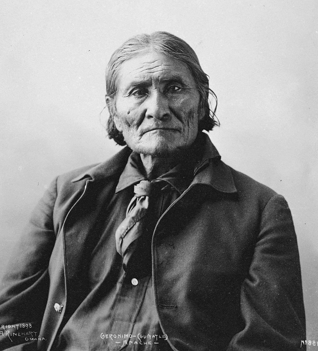 A photo portrait of the Bedonkohe Apache leader and medicine man, Geronimo. Taken in 1898 by Frank A Rinehart. #histmed #historyofmedicine #pastmedicalhistory