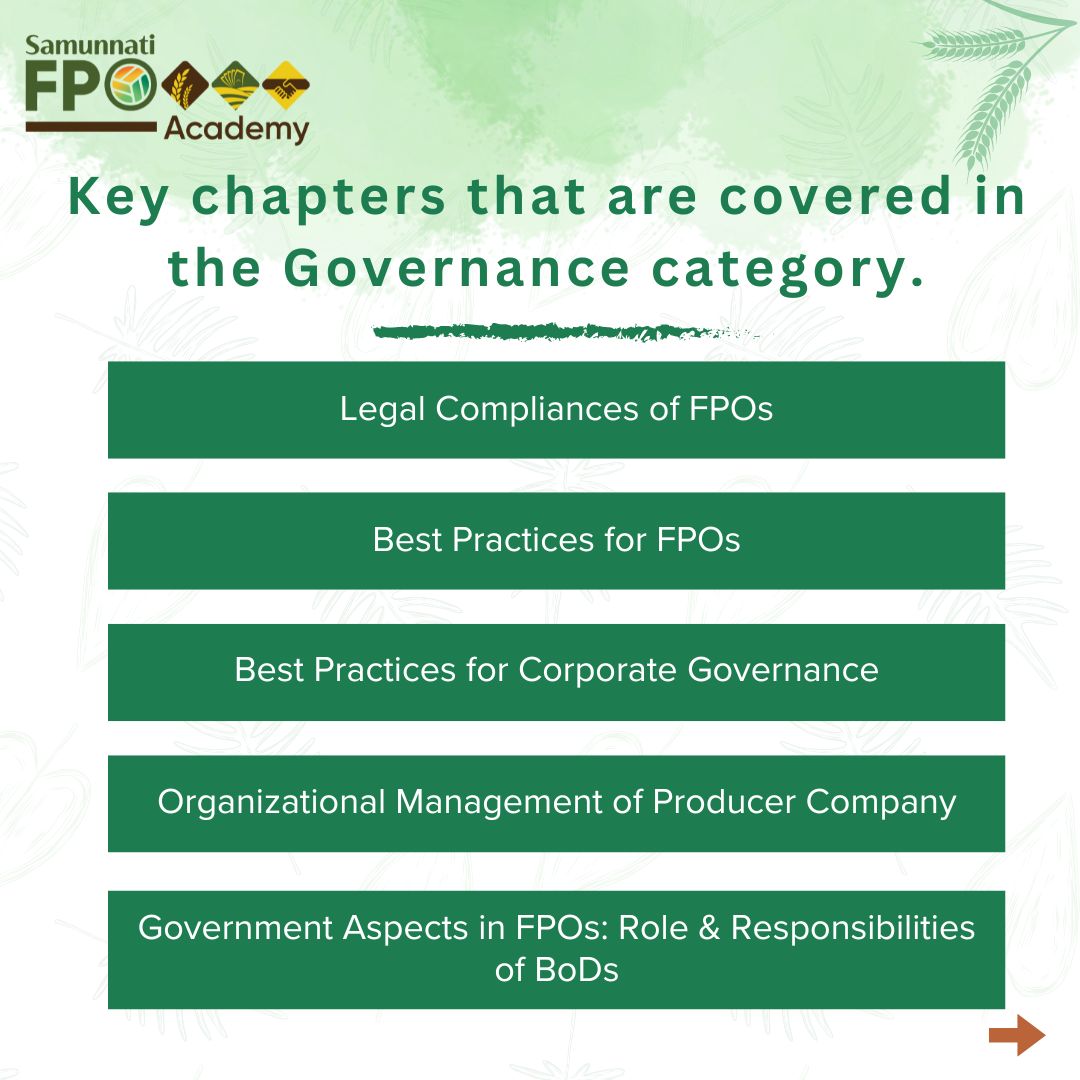 Introducing #FPOAcademy's key categories. Let’s dive into the first pillar: Governance. Discover what governance means for FPOs and how it fuels their success. From legal compliance to effective management practices, learn how this category sets the stage for growth for an FPO.