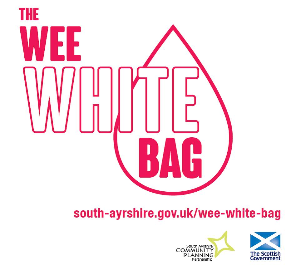 Did you know you can access free sanitary products from a range of locations in South Ayrshire? Help yourself to some free products, or take a ‘wee white bag’, which will provide you with a small supply. For a full list of locations, visit our website: south-ayrshire.gov.uk/wee-white-bag/