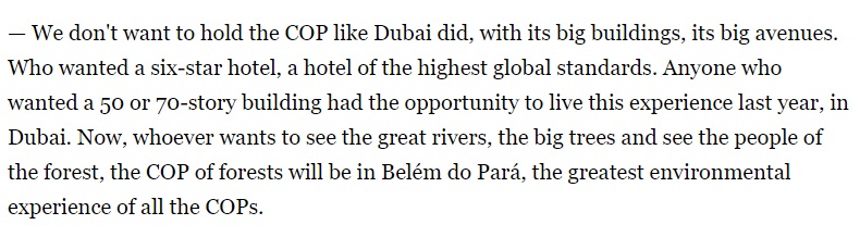 The governor of Para - the Brazilian state which will hold Cop30 says he doesn't want to host a Cop like Dubai did 👇