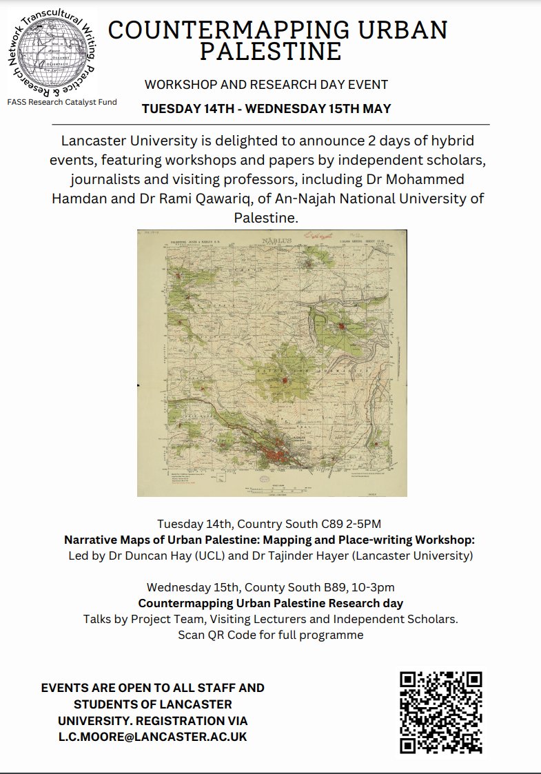 Transculturlanc's tweet photo. NEXT WEEK - LU STAFF AND STUDENTS!
Make sure you've registered for each event!
#Countermapping #Palestine #Literature https://t.co/TwRQmdGA5N