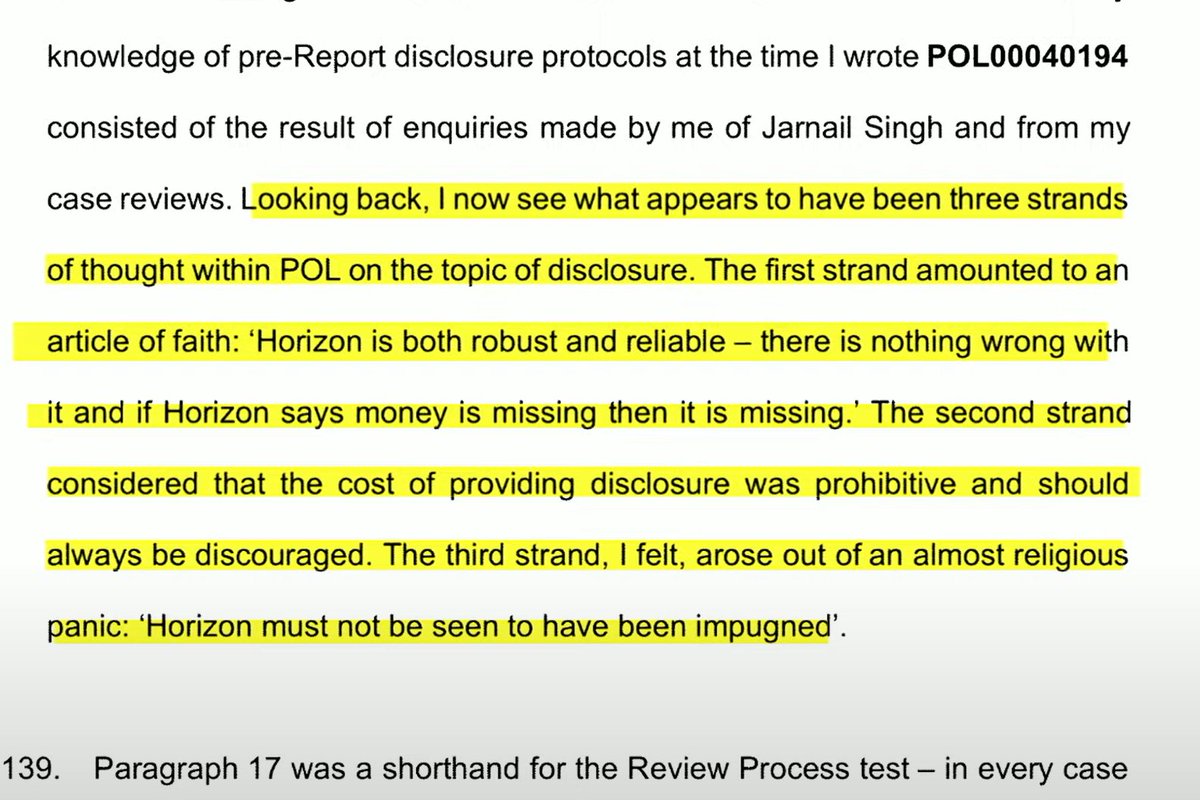 Simon Clarke statement to #PostOfficeInquiry says Post Office had an 'almost religious panic' about disclosing any problem with Horizon. #PostOfficeScandal