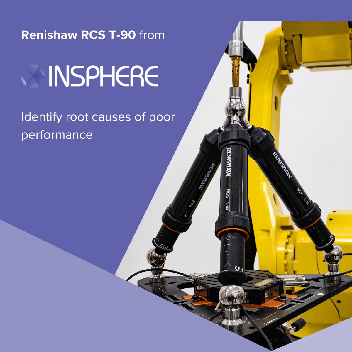 RCS T-90, developed by Renishaw, provides advanced calibration and diagnostic testing for the maintenance and health checking of industrial robots. Available as part of INSPHERE's range designed to improve industrial robot performance. insphereltd.com/rcs-t-90/