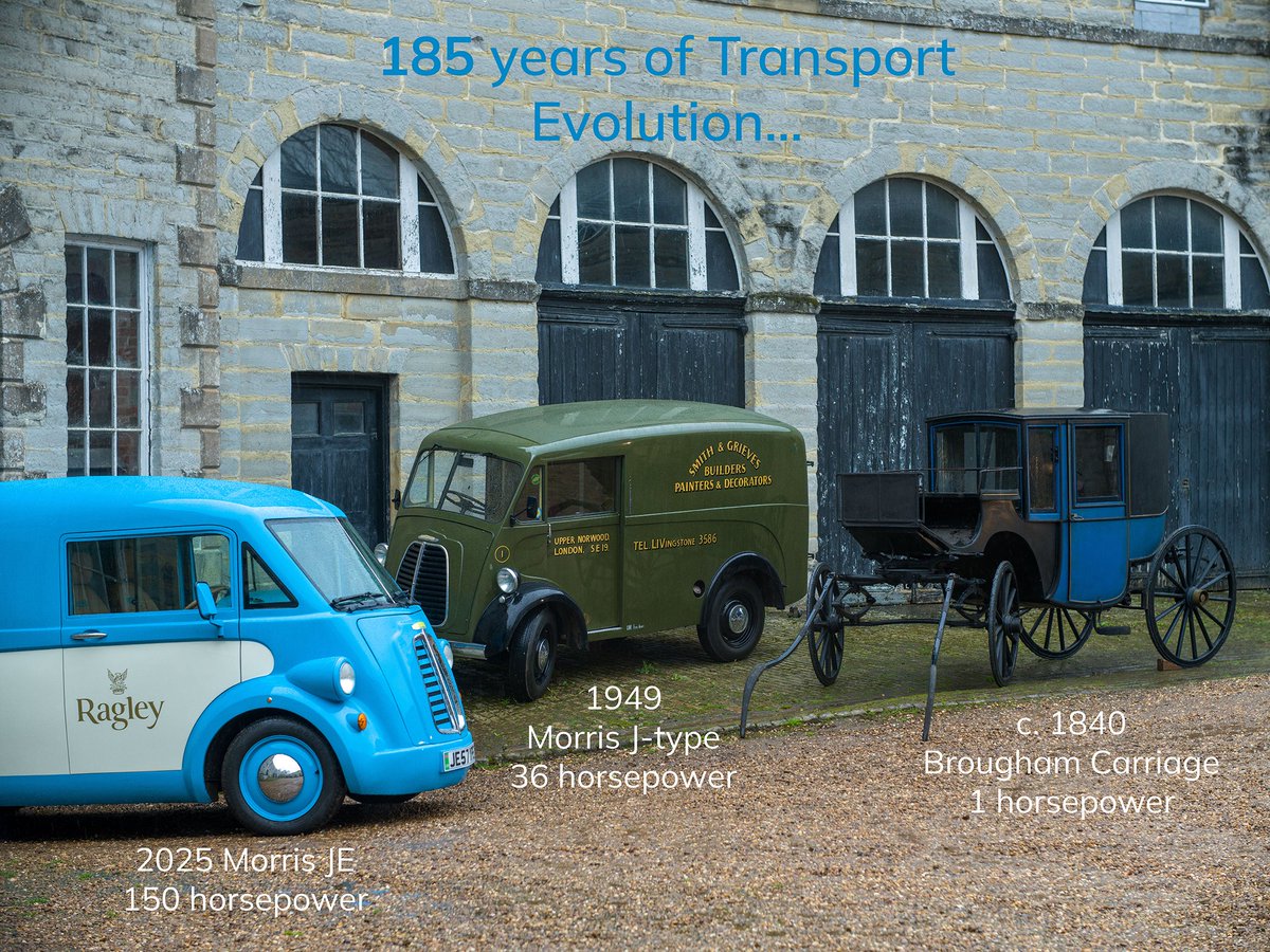 184 years of #transport #evolution.
c. 1840 Brougham Carriage = 1 hp
1949 Morris J-type = 36 hp
2025 #MorrisJE = anticipated 150 hp
#Iconic #Classic #Electric. morris-commercial.com/preorder/
#Style #innovation #zeroemisson #heritage @ragleyestate @RagleyHall @Charles Sainsbury-Plaice