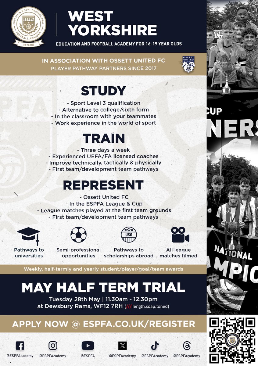 ⚽ @ESPFAcademy Trials Our next trial dates for our ESPFA side will be Tuesday 28th May. Anyone interested and aged between 16-19 can join by following the link below for more information. buff.ly/2IVhaiH