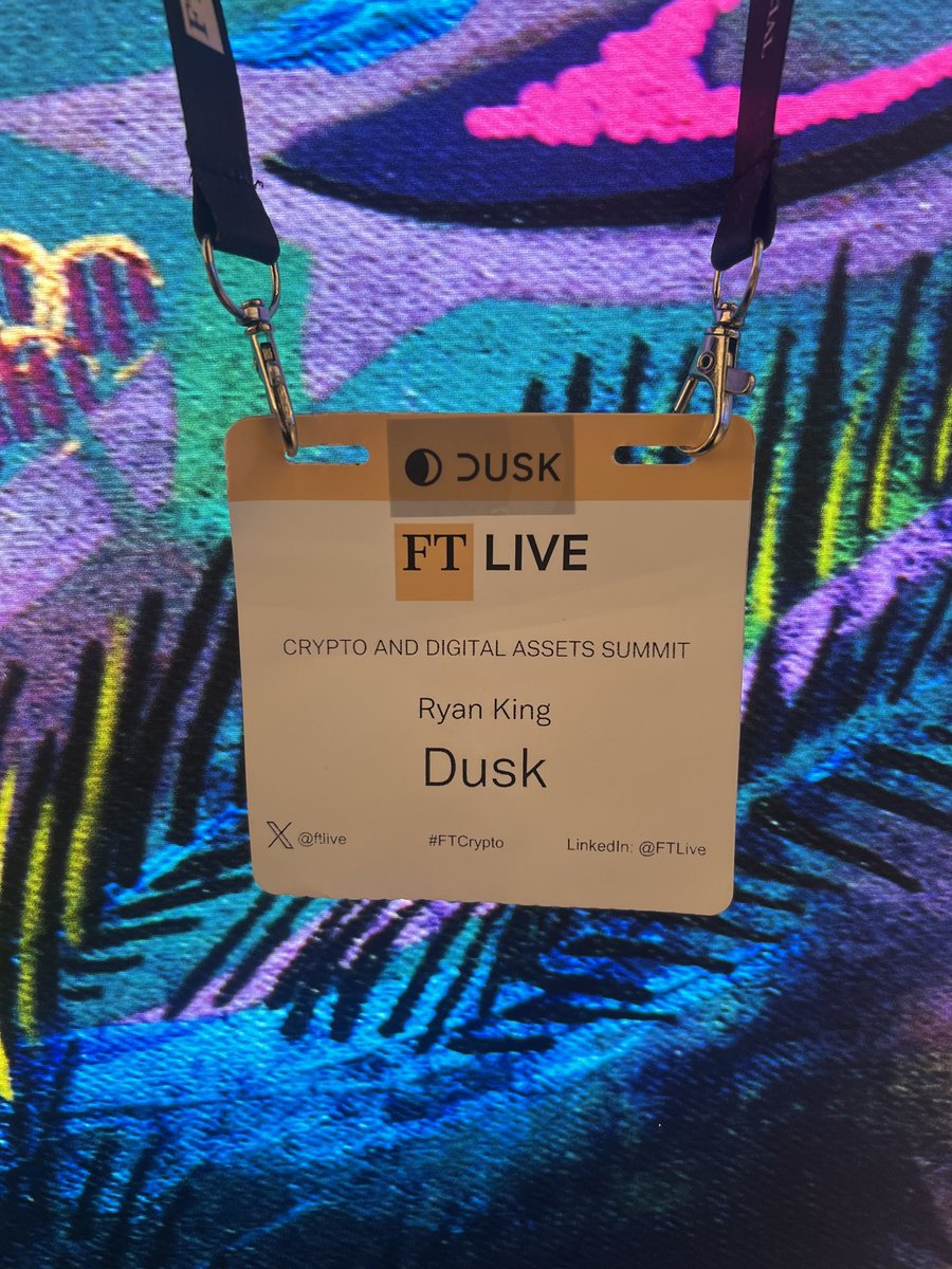 Day 2 of the Crypto and Digital Assets Summit for Head of BD <a href="/thisisryanking/">Ryan King 王明瑞</a> and $DUSK advisor <a href="/patrick/">Patrick de Laive</a> 

The guys are having a great time and it's encouraging to see the institutional participation and interest in #RWAs at the event hosted by the <a href="/FinancialTimes/">Financial Times</a> in London 💪