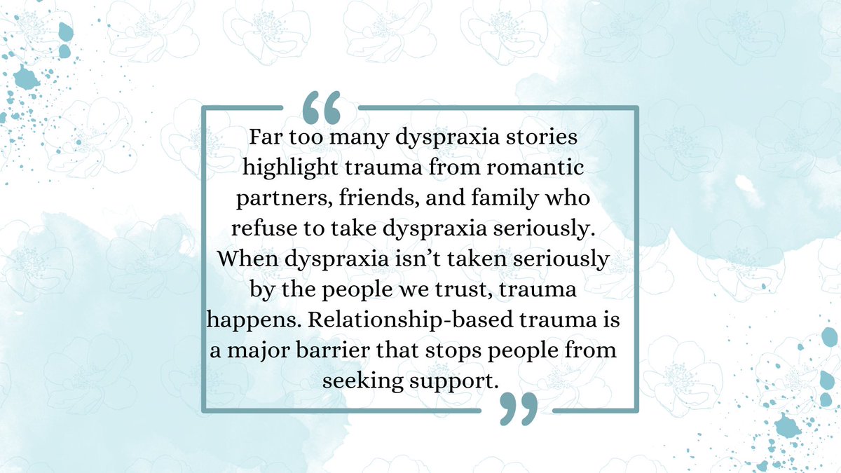 #Dyspraxia, relationships, trauma & the difficulty of seeking support when you have had bad experiences with having your dyspraxia taken seriously. That's something I tackled in my debut book because sometimes it's not as simple as 'asking for what you need' or 'disclosing.'