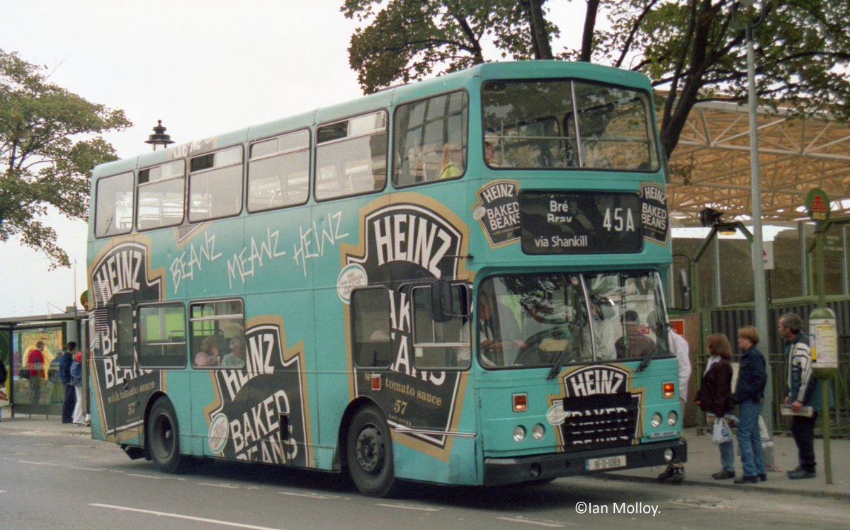 Donnybrook's RH89 'Heinz' is pictured loading at Dun Laoghaire station on a 45A to Bray. 1997. #dublinbus #rh89 @HeinzUK #RH89 #Dunlaoghaire