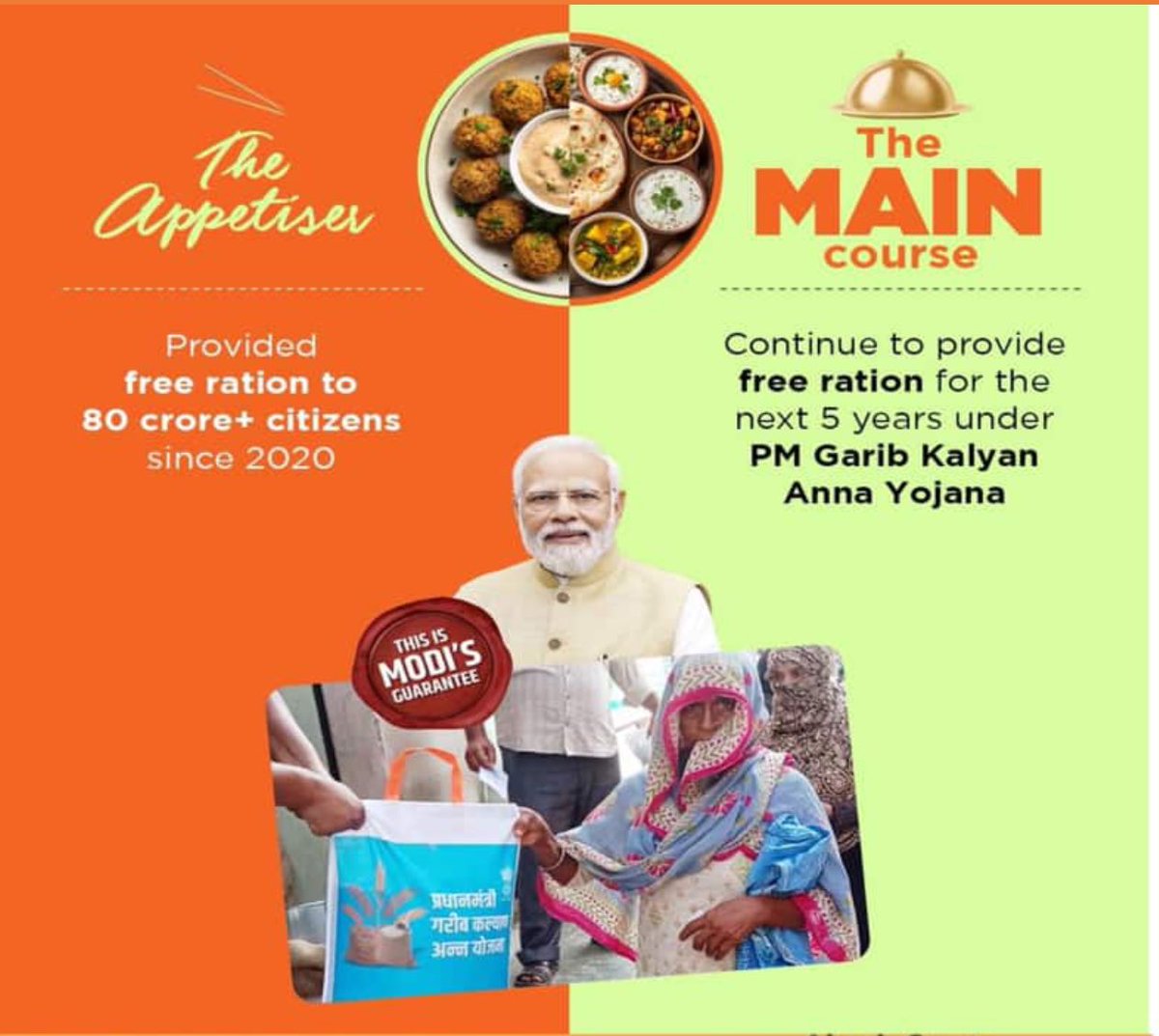 Free ration for the poor for the next 5 years under #PMGaribKalyanAnnaYojana...

Yes, the 'main course' awaits you! 

#PhirEkBaarModiSarkar
#ModiHaiToMumkinHai

#SwatiTandon101
#SocialMediaVibhagBJPHaryana 
#SocialMediaBJPForGurugram 
#BJPCentralMedia @BJPForGurugram
@BJP4Haryana…