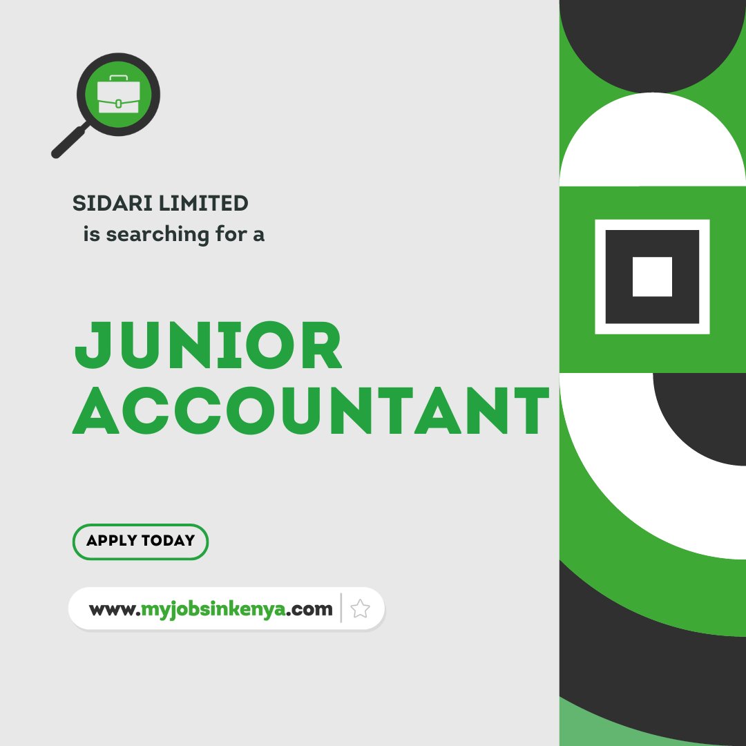 Sidari Limited is seeking a dedicated and detail-oriented Junior Accountant Visit myjobsinkenya.com or click on the link to apply lnkd.in/dzpdDMMi #job #jobs #jobsearch #jobsinkenya #jobsearching #jobseekers #jobseeker #jobseeking #jobhunt