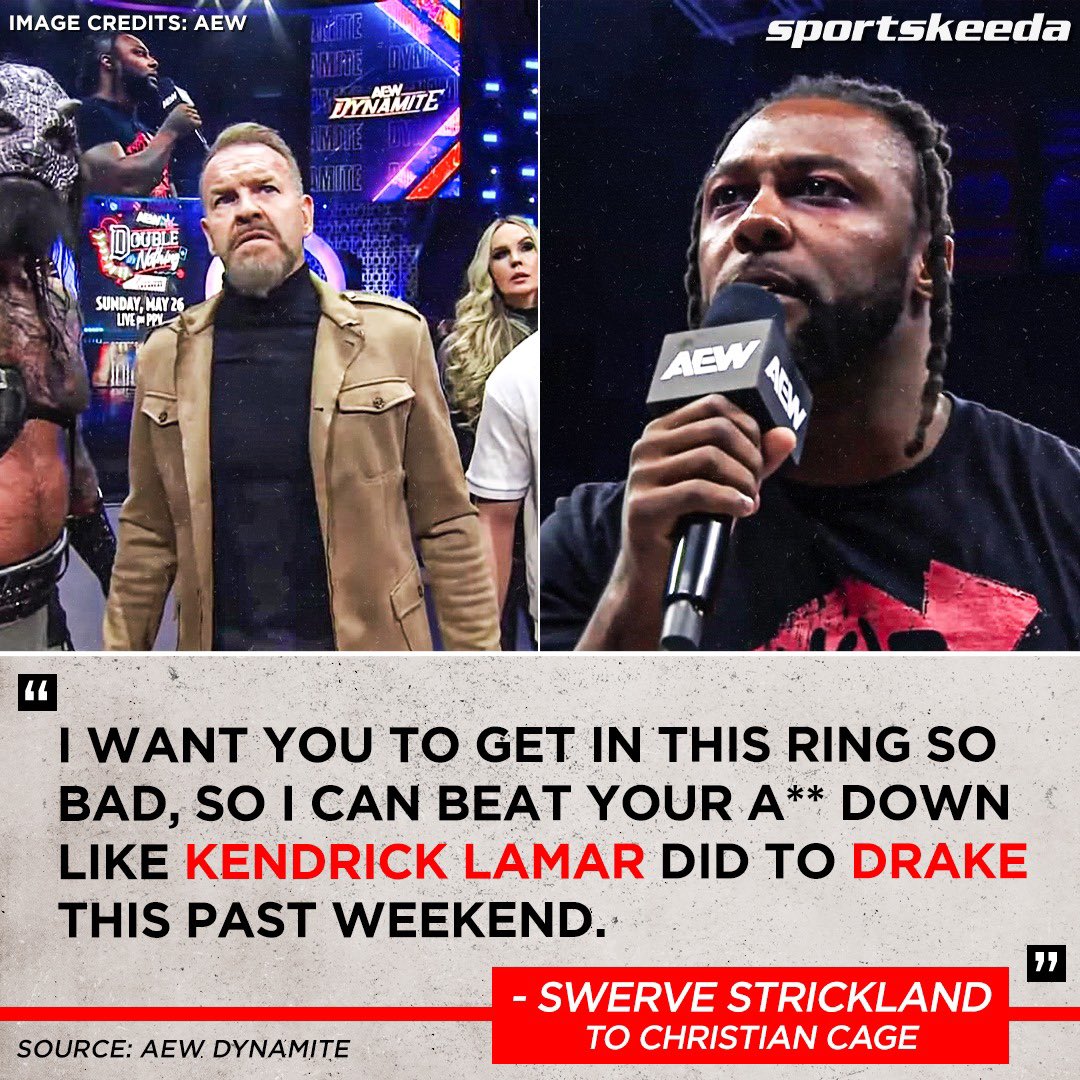 Not the #Drake & #KendrickLamar reference 💀 #AEW #AEWDynamite #ChristianCage #SwerveStrickland