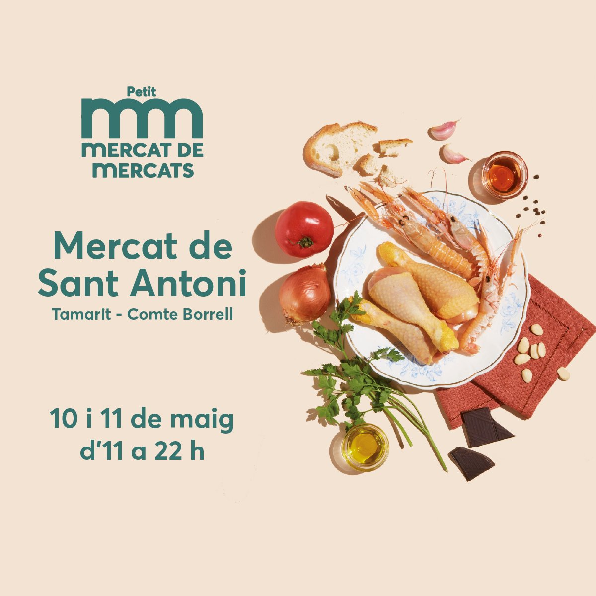 El Petit Mercat de Mercats arriba al @mercatstantoni! 🗓️ 10 i 11 de maig 🙌 Amb la participació del @Santoni_dom i @EncantsStAntoni. 🎶 Hi trobareu l'essència dels mercats, activitats, xerrades, showcookings, tallers, música... ℹ️via.bcn/hSpK50RA7CP