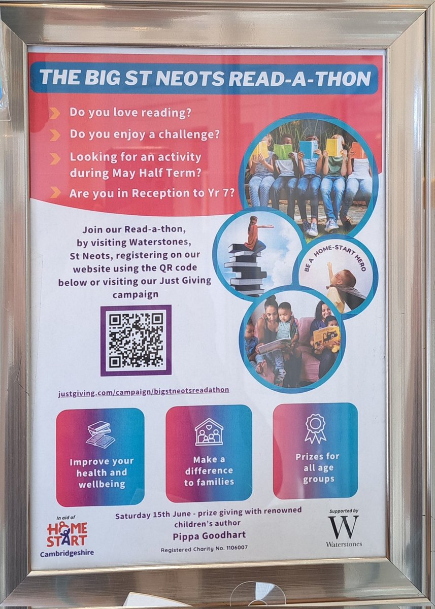 Do you have a young 'un in need of a challenge? Why not sign up for HomeStart Cambs sponsored read.There will be prizes and prize giving on the 15th June with children's author @pippagoodhart #comesee #sunnystneots #homestartuk #clickonlink #stneotsreadathon