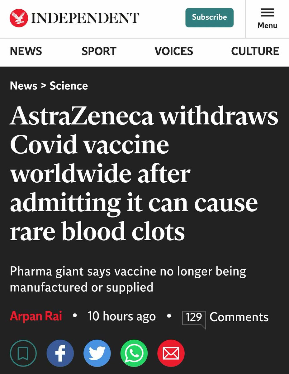 AstraZeneca quita del mercado la vacuna contra el Covid porque admitieron que produce coágulos en la sangre. ¿Los 'conspiranoicos' tenían razón nuevamente...? 😵‍💫