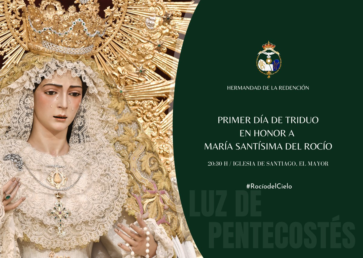 𝗖𝗨𝗟𝗧𝗢𝗦 | Primer día Triduo en honor a la Santísima Virgen del Rocío, comenzando con: 📿 Rezo del Santo Rosario 📖 Ejercicio de Triduo 🛐 Santa Misa y Salve Solemne #RocíodelCielo 📸: Javier Cantos