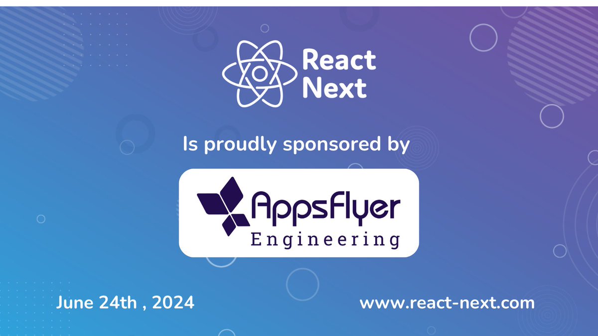 We are proud to announce that @AppsFlyerDev will be sponsoring #ReactNext 2024! Check out their booth at our conference on June 24th, 2024 react-next.com @AppsFlyer