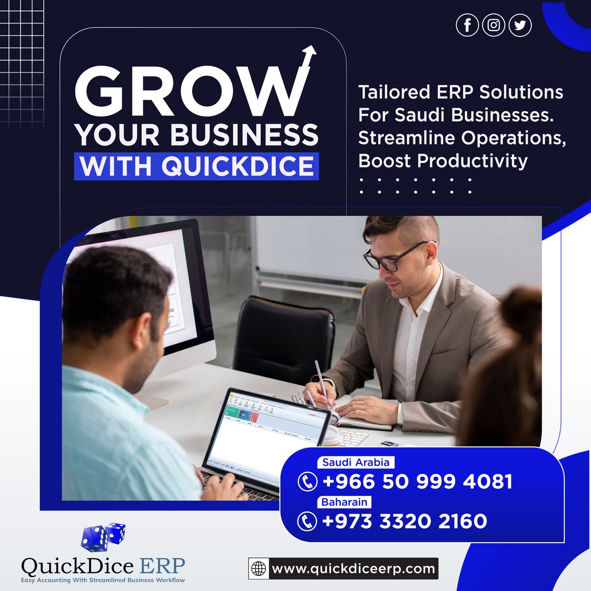 Unlock business potential with QuickDice ERP: streamline operations, optimize workflows and drive growth effortlessly. Say goodbye to manual tasks welcome seamless automation. #pulseinfotech  #quickdiceaccounting#einvoicing #saudiarabia #ksa 

🌐 quickdiceerp.com