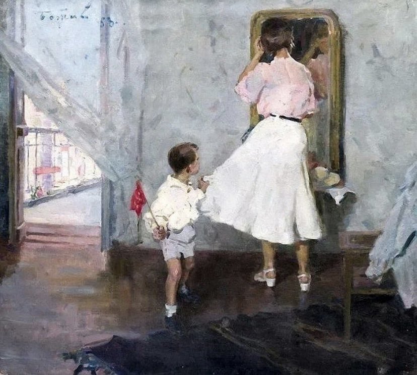 Художник Михаил Божий. 'Мама, парад уже начался', 1958 г.