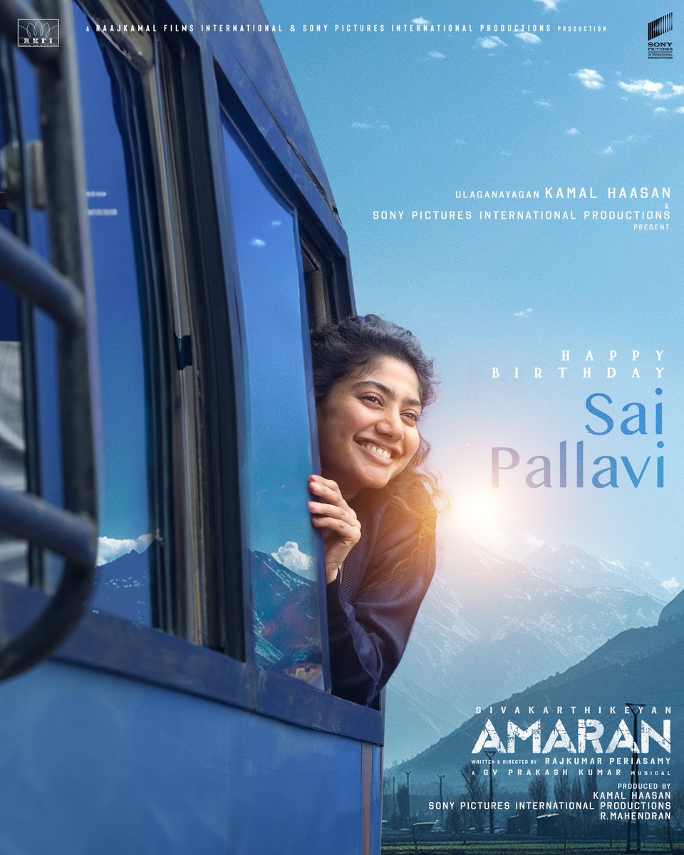 Your grace on screen and off has won countless hearts, and your Charisma continues to Inspire! Wishing Sensational Talent @Sai_Pallavi92 on her Birthday #Ulaganayagan #KamalHaasan #Sivakarthikeyan #AMARAN #HBDSaiPallavi @ikamalhaasan @Siva_Kartikeyan #Mahendran @Rajkumar_KP…