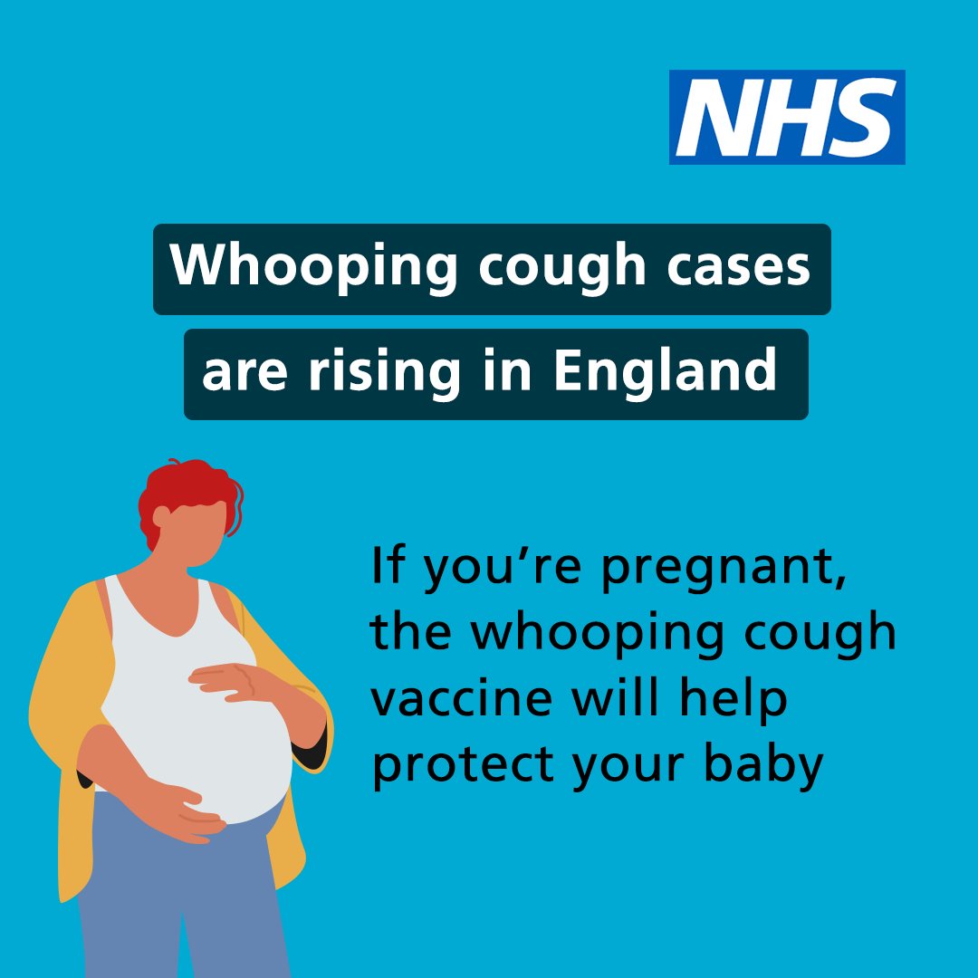 Whooping cough cases are rising in England. If you are pregnant, it's important to get the whooping cough vaccine to protect your newborn baby, as they are at greatest risk. Find out more. nhs.uk/pregnancy/keep…