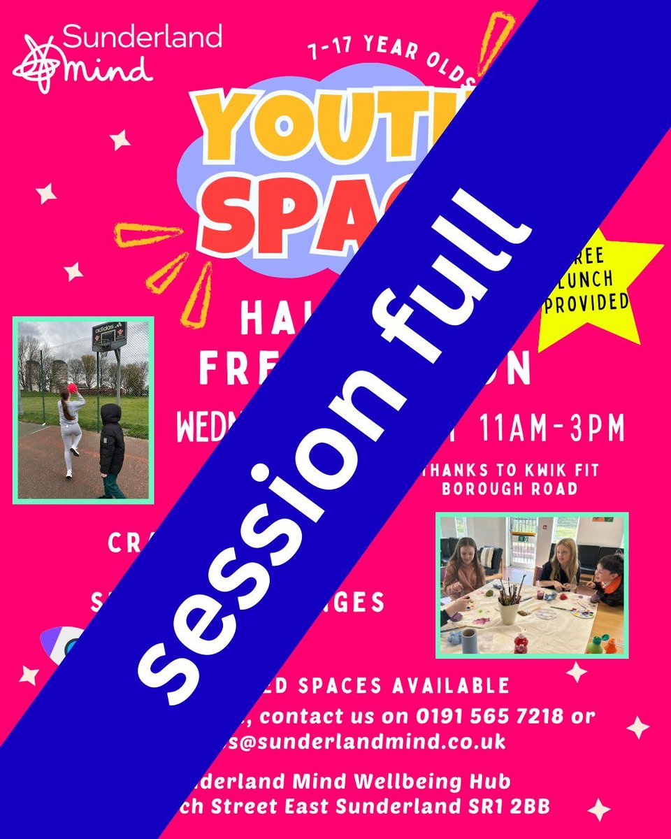 Our free May Half Term Youth Space session is now FULL! Thanks to Kwik fit Borough road for making the session possible. We can't wait to see everyone!