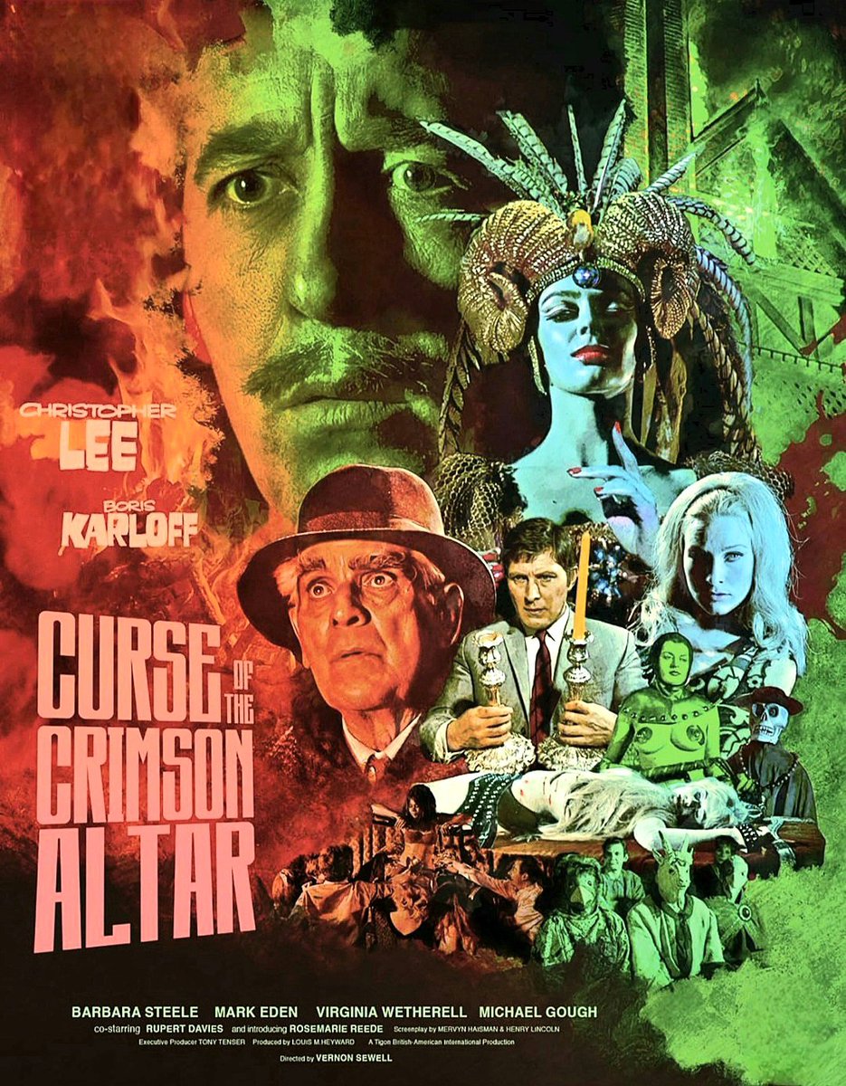 Karloff takes on the satanic Lee and Steele hits kinky blue witch mode. Often maligned but intriguing Lovecraft tale with a cracking cast. 1968. #horrorcommunity #horrorfamily #horrormovie #horrorfilm #horrorfam #classichorror #horroraddict #horrorfan #mutantfam #monsterfam #film