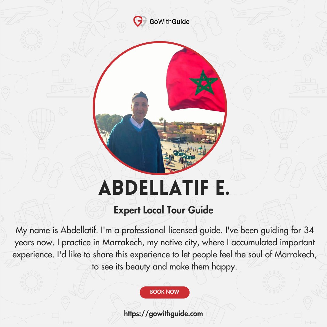 GoWithGuide's tweet image. Where in the world is #gowithguide today? We’re #marrakech with local expert guide Abdellatif E. who shared #hiddengems within the Medina with traveler  Kerry J.
Photo credits: Kerry J. (traveler) &amp;amp; Abdellatif E. (tour guide) check him out here! gowithguide.com/supplier/28062