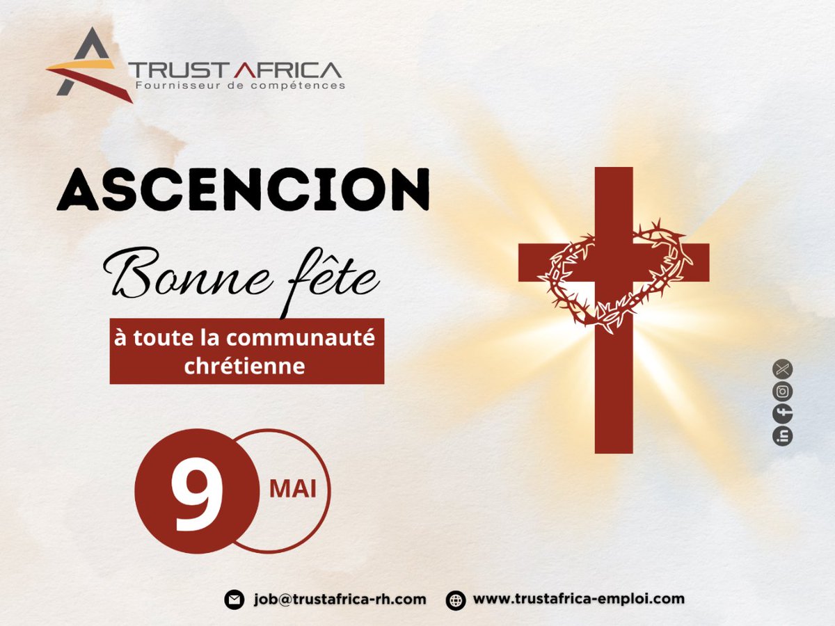 TrustGuinee's tweet photo. Fête de l'ascension !! 
Nous souhaitons à toute la communauté chrétienne un jeudi de l’Ascension béni et enrichissant. ✝️

#trustafrica #fête #ascension #catholique https://t.co/tawINZL0ke
