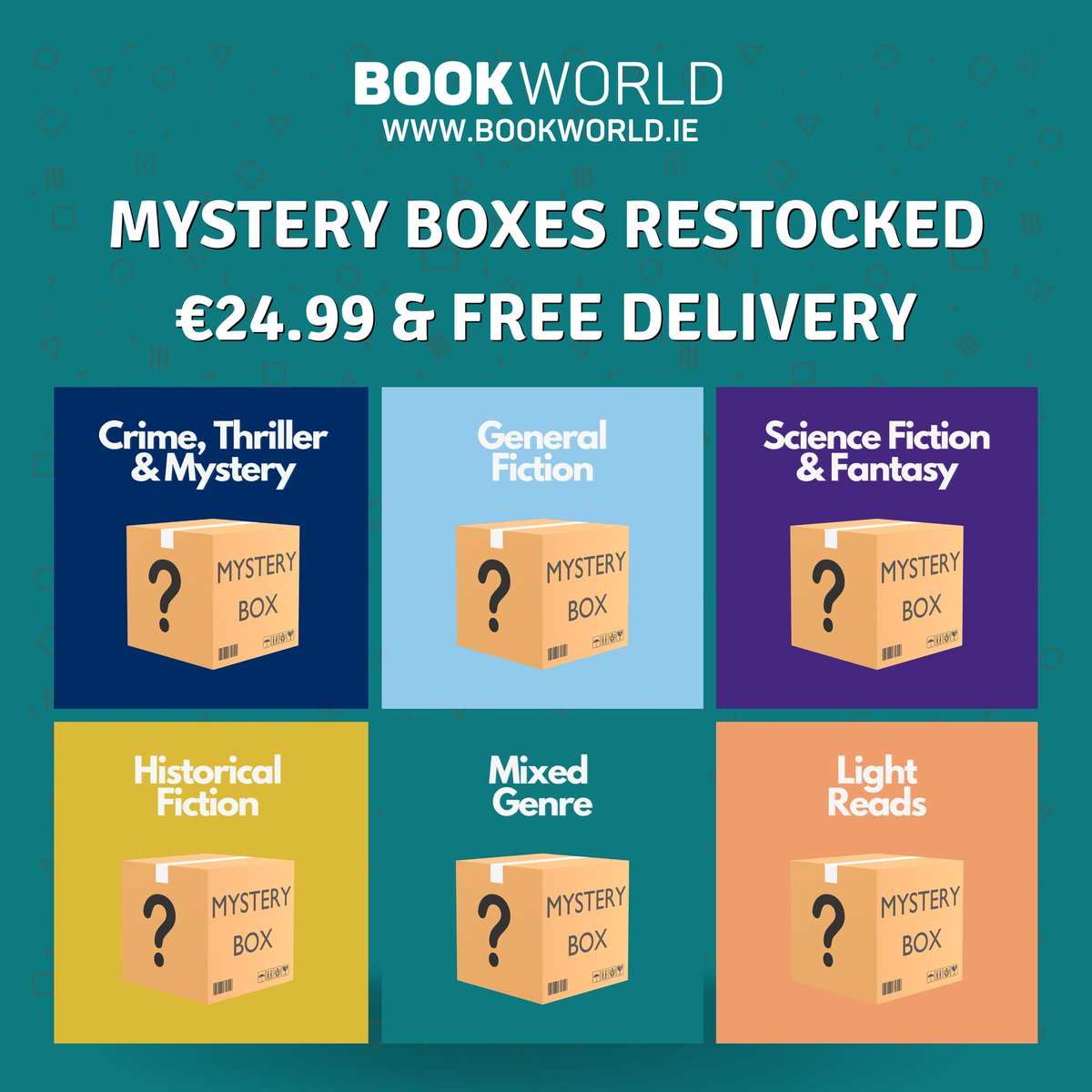 🔍 Mystery Boxes have been restocked at bookworld.ie
Each Mystery Box includes both NEW &amp; USED books and delivery is FREE. Order here: bit.ly/3WsrGxQ