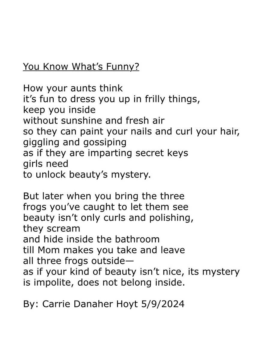 Happy @PoetsonThursday Friends😊 For the optional theme (humorous) here's  my #poem: “You Know What's Funny?” (dedicated to my 7 beloved aunts,  especially beautiful, brilliant \u0026 bold Kate who hated frogs 🐸😅❤️) I, image size:860x1200