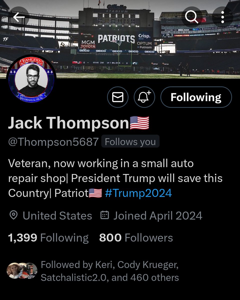 Hey 🇺🇸 America help get this 🇺🇸 American Veteran to 1000 followers. Jack Thompson @Thompson5687 is an 🇺🇸 American Veteran and awesome Patriot and a mechanic. So 🇺🇸 America show this 🇺🇸 Veteran how much we care for our Veterans and get Jack to 1000 followers by Friday.…