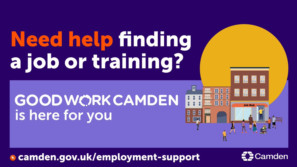 Are you looking for a new job or training opportunity? Register with @goodworkcamden’s Job Hub to get a range of free support and advice: ✅Help with CVs & applications ✅Careers guidance ✅Specialist support for disabled residents Register 👉 camden.gov.uk/employment-sup…