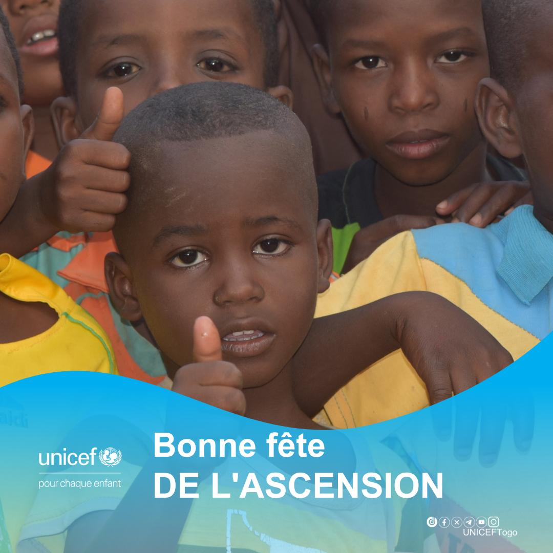 Que la célébration de l’ #ascension par la communauté chrétienne permette de renouveler notre engagement en faveur de chaque fille et chaque garçon du #Togo. #PourChaqueEnfant #UNICEFTogo