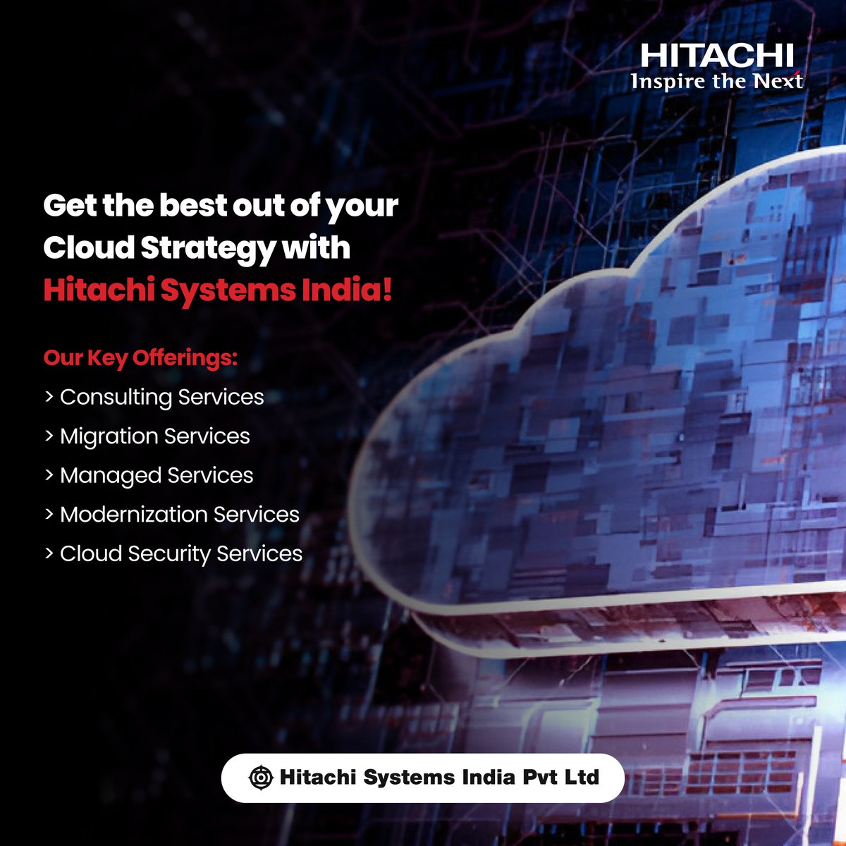 HitachiSysIndia's tweet image. Elevate your organization to new heights with #HitachiSystemsIndia&apos;s cutting-edge Cloud Services!​​

Hitachi Systems India: With You, on Cloud.​​

#CloudSolutions #AdvancedCloud #IamHitachi #HitachiSolutions #CloudTechnology #CloudComputing #NewAgeTechnology #FutureReady